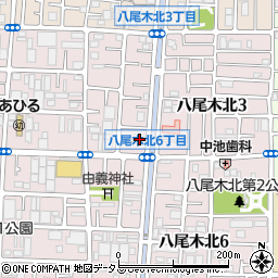 ファミリーマート八尾木北二丁目店周辺の地図