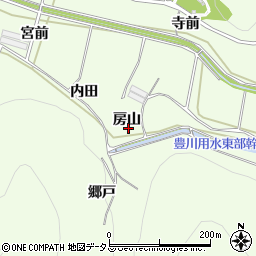 愛知県田原市山田町房山周辺の地図