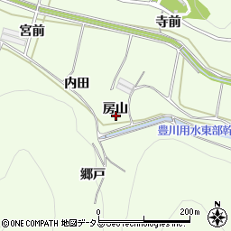 愛知県田原市山田町（房山）周辺の地図