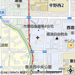 大阪市営西喜連第４住宅周辺の地図