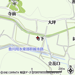 愛知県田原市山田町寺下周辺の地図