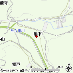 愛知県田原市山田町池下周辺の地図