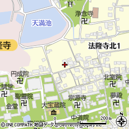 〒636-0111 奈良県生駒郡斑鳩町法隆寺北の地図