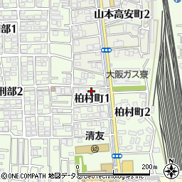 大阪府八尾市柏村町1丁目15周辺の地図