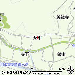 愛知県田原市山田町大坪周辺の地図