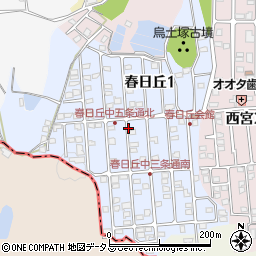 奈良県平群町（生駒郡）春日丘周辺の地図