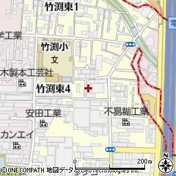 大阪府八尾市竹渕東周辺の地図