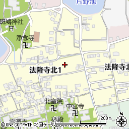 奈良県生駒郡斑鳩町法隆寺北周辺の地図