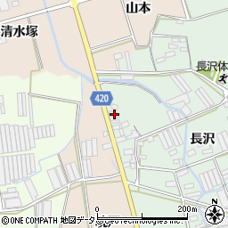 愛知県田原市長沢町長沢76-2周辺の地図