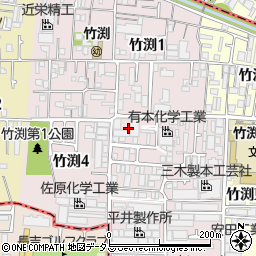 大阪府八尾市竹渕周辺の地図