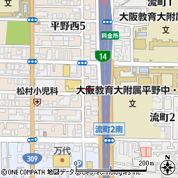 大阪教育　平野校周辺の地図