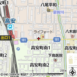 大阪府八尾市高安町北1丁目84周辺の地図