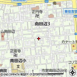 大阪府大阪市東住吉区南田辺周辺の地図