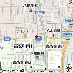 大阪府八尾市高安町北1丁目9周辺の地図