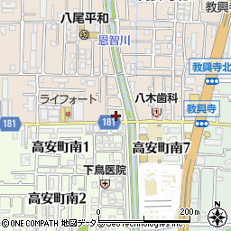大阪府八尾市高安町北1丁目4周辺の地図