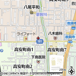 大阪府八尾市高安町北1丁目13周辺の地図