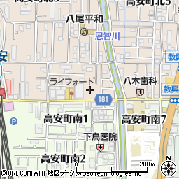 大阪府八尾市高安町北1丁目38周辺の地図