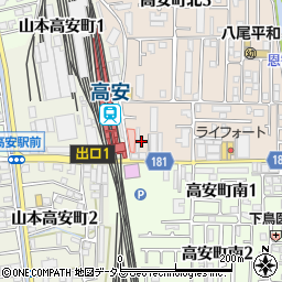 大阪府八尾市高安町北1丁目122周辺の地図