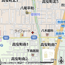 大阪府八尾市高安町北1丁目17周辺の地図