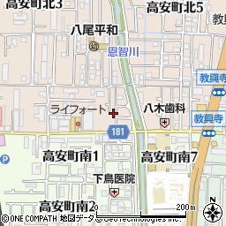 大阪府八尾市高安町北1丁目18周辺の地図