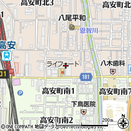 大阪府八尾市高安町北1丁目周辺の地図