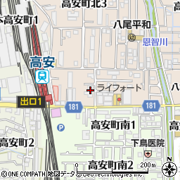 大阪府八尾市高安町北1丁目94周辺の地図