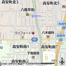 大阪府八尾市高安町北1丁目21周辺の地図