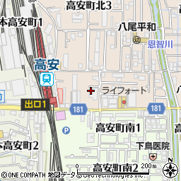 大阪府八尾市高安町北1丁目111周辺の地図