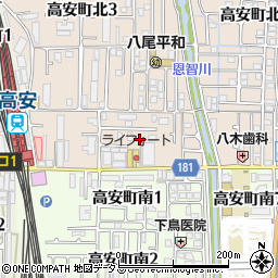 大阪府八尾市高安町北1丁目69周辺の地図