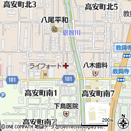 大阪府八尾市高安町北1丁目22周辺の地図