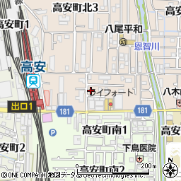 大阪府八尾市高安町北1丁目61周辺の地図