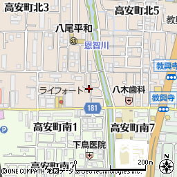 大阪府八尾市高安町北1丁目23周辺の地図