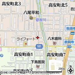 大阪府八尾市高安町北1丁目24周辺の地図