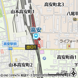 大阪府八尾市山本高安町1丁目52周辺の地図