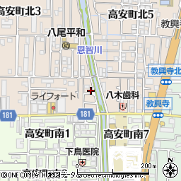 大阪府八尾市高安町北1丁目5周辺の地図