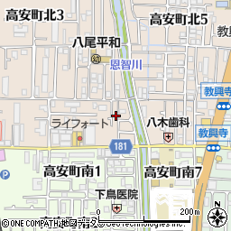 大阪府八尾市高安町北1丁目27周辺の地図