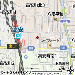 大阪府八尾市高安町北1丁目102周辺の地図
