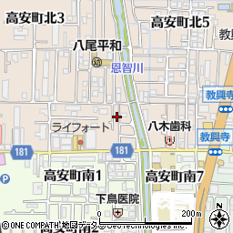 大阪府八尾市高安町北1丁目26周辺の地図