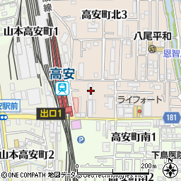大阪府八尾市高安町北1丁目119周辺の地図