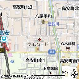 大阪府八尾市高安町北1丁目49周辺の地図