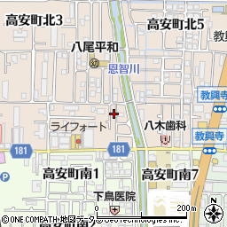 大阪府八尾市高安町北1丁目28周辺の地図