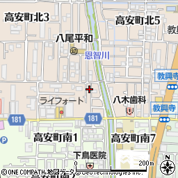 大阪府八尾市高安町北1丁目30周辺の地図