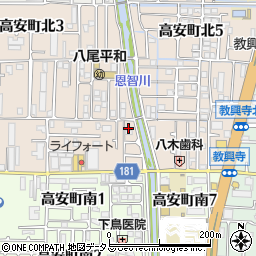 大阪府八尾市高安町北1丁目7周辺の地図