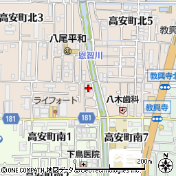 大阪府八尾市高安町北1丁目6周辺の地図