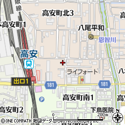 大阪府八尾市高安町北1丁目105周辺の地図