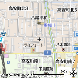 大阪府八尾市高安町北1丁目42周辺の地図