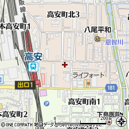 大阪府八尾市高安町北1丁目107周辺の地図