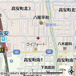 大阪府八尾市高安町北1丁目44周辺の地図