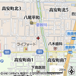 大阪府八尾市高安町北1丁目32周辺の地図