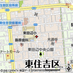 大阪府大阪市東住吉区東田辺周辺の地図